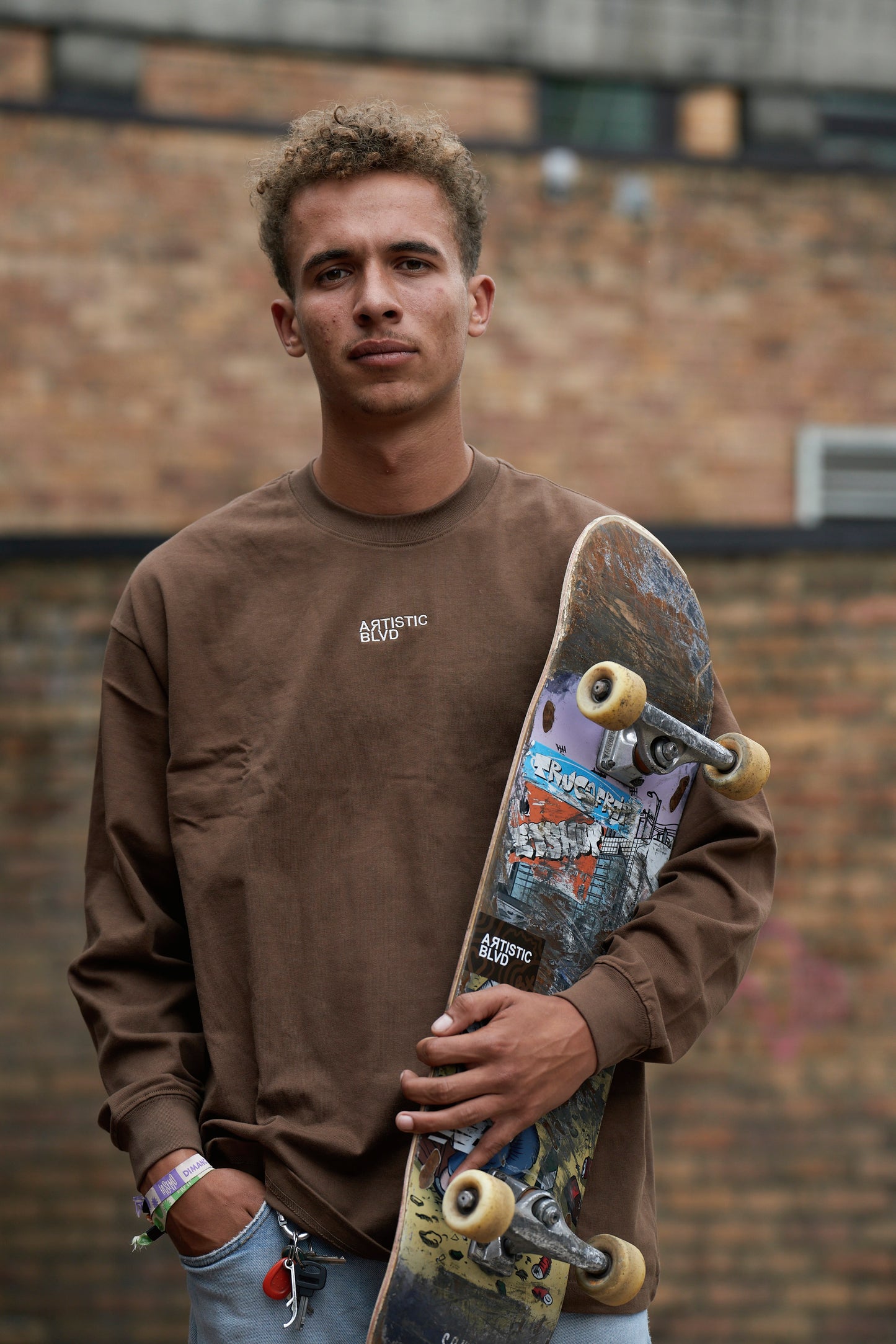 Brown streetwear long sleeve heavyweight shirt