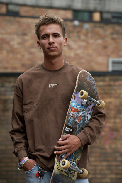 Brown streetwear long sleeve heavyweight shirt