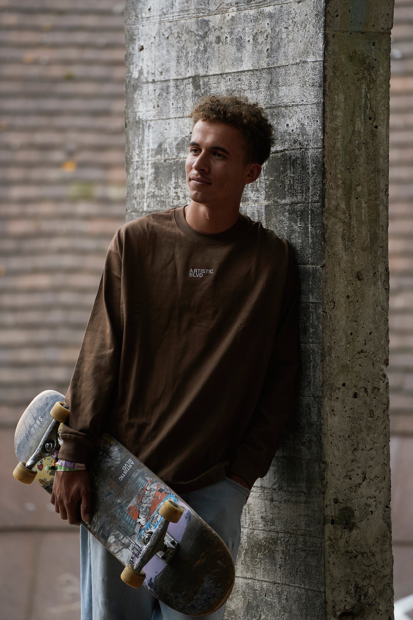 Brown streetwear long sleeve heavyweight shirt