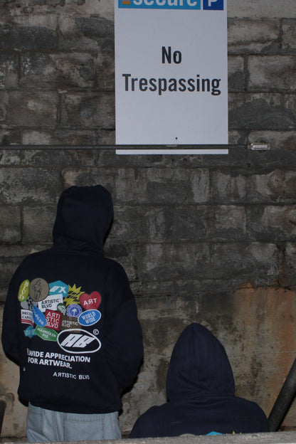 Navy heavyweight Sticker hoodie