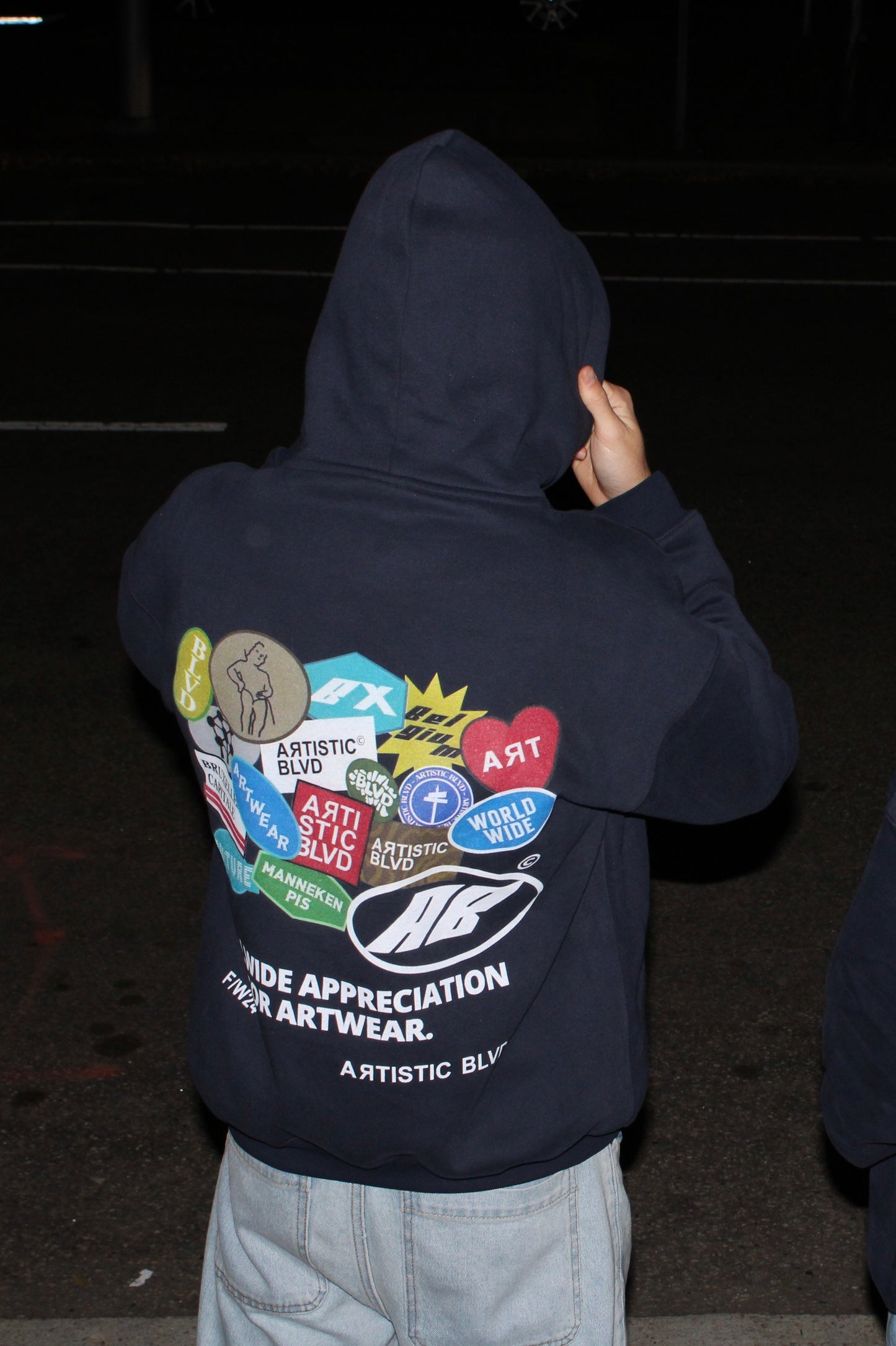 Navy heavyweight Sticker hoodie
