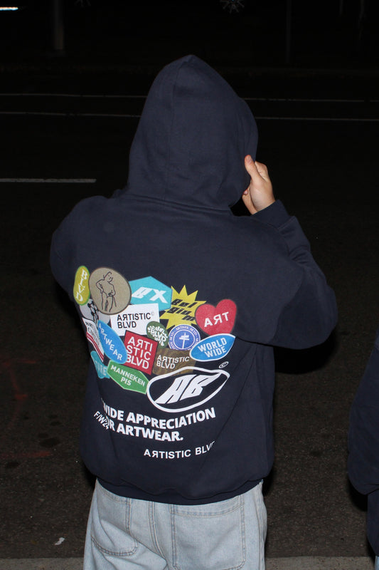 Navy heavyweight Sticker hoodie